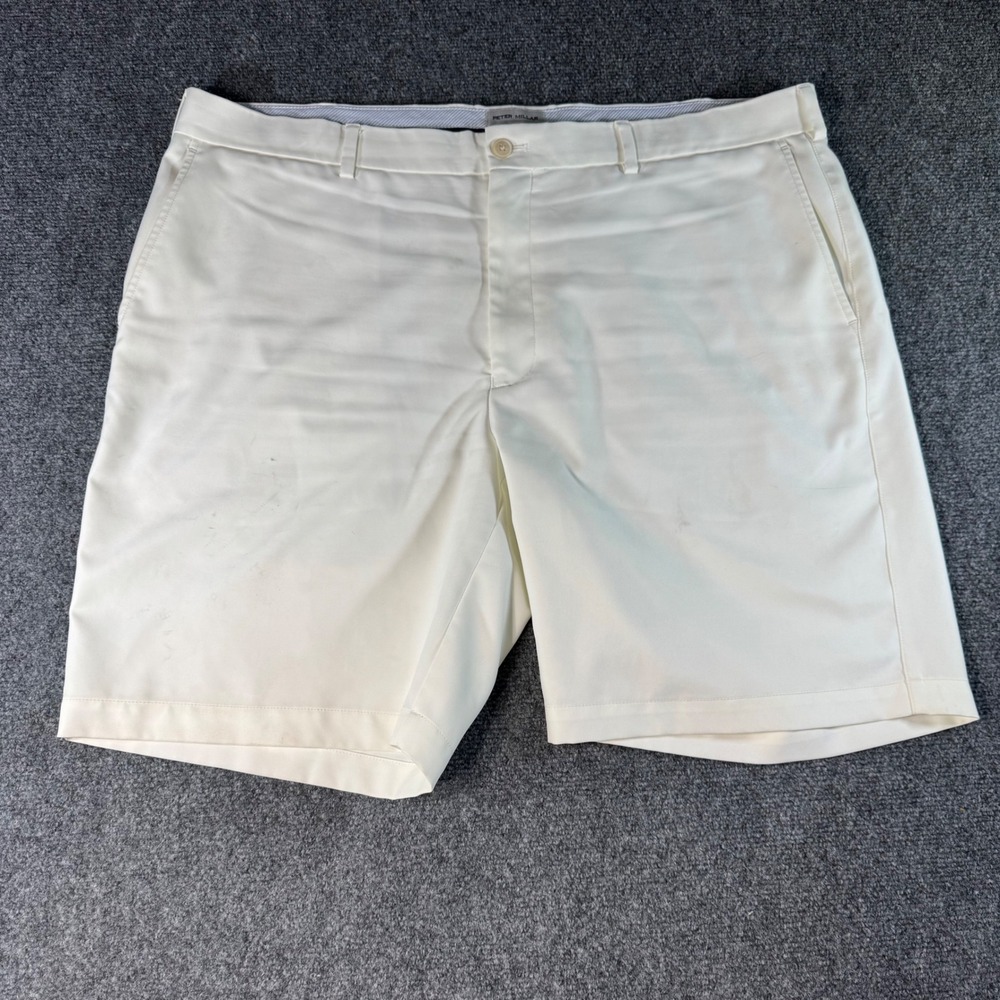 Peter Millar Salem Classic Fit Shorts Mens 40 Cream White Golf Performance 9in